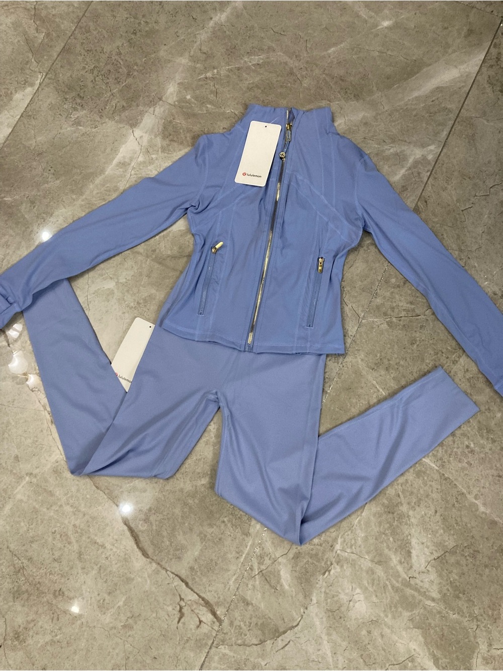 lululemon athletica Periwinkle Zip Jacket & Leggings Set